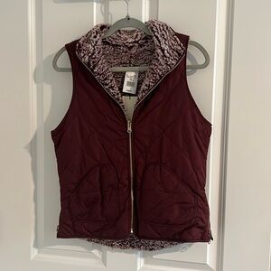 Burgundy faux fur lined vest